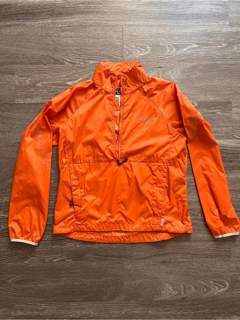 Columbia Orange Packable Pullover 1/2 zip Windbreaker